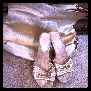 Coach signature wedge and Dooney & Bourke satchel